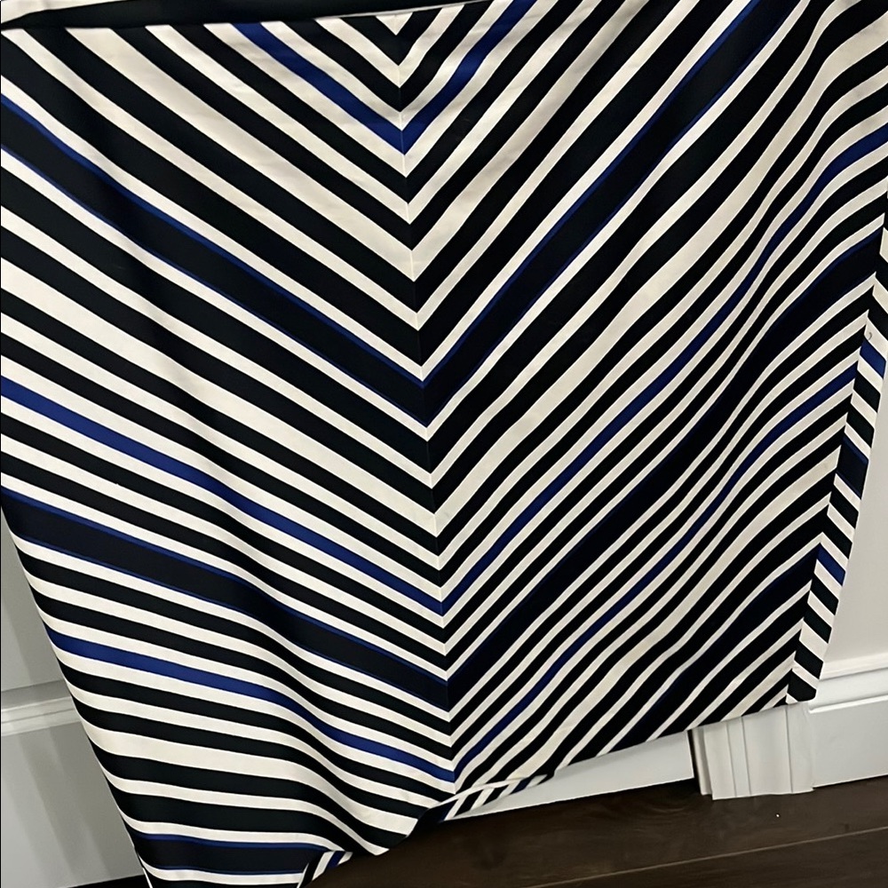 Ann Taylor Skirt- Black and White Striped Skirt with Blue Accents